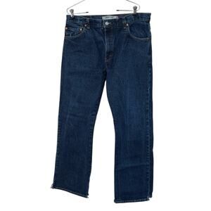 Levis 517 Bootcut Jeans Mens 36x34 Distressed Dark Wash Frayed Cut Hem READ